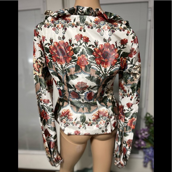 Brook Collection Sabrina Ruffled Floral-Print Taffeta Jacket - Picture 5 of 13